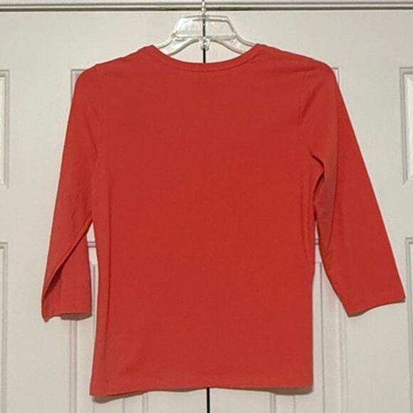 Chico's Ultimate Tee 3/4 Sleeve, Coral Size 1 - Picture 2 of 4